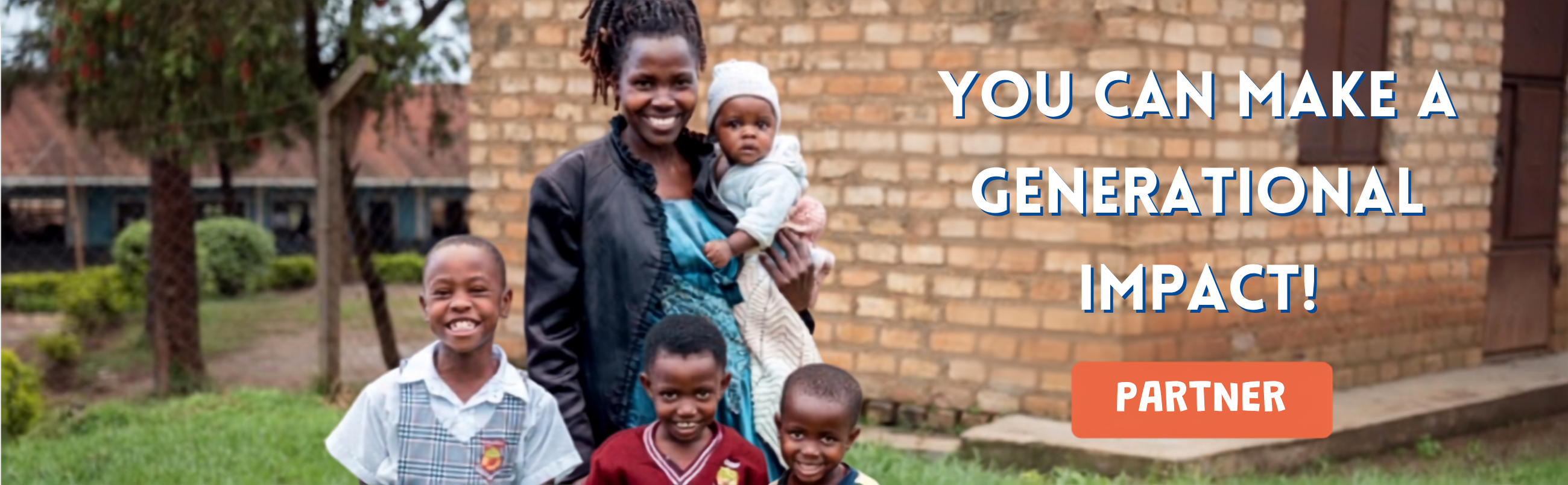 Woman with four small children, text you can make a generational impact